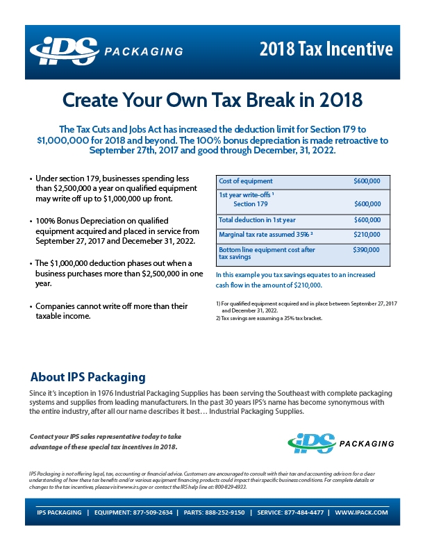 2018 equipment tax incentive - Section 179