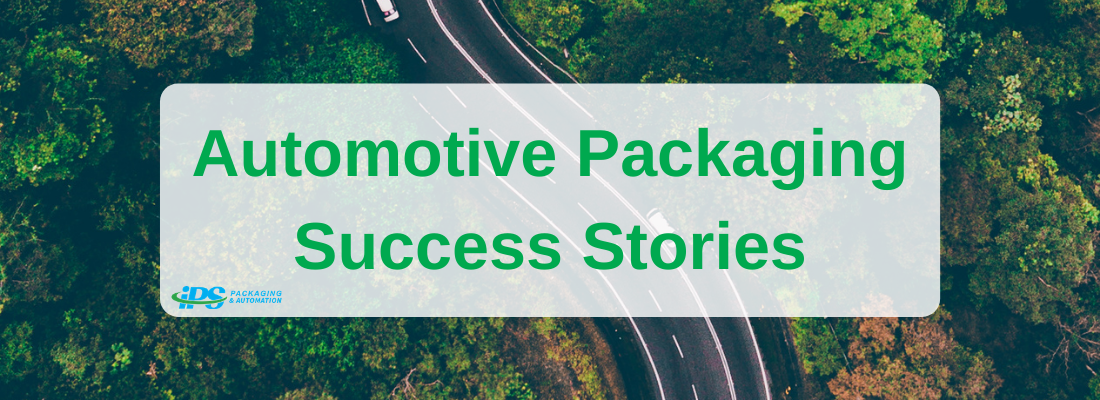 automotive packaging success stories text on background with winding road and green trees