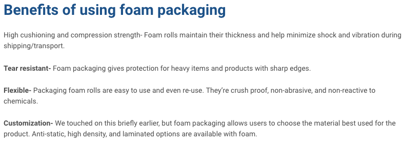 foam packaging benefits - IPS Packaging