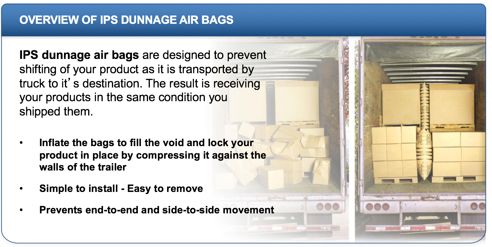 dunnage air bags - IPS Packaging overview