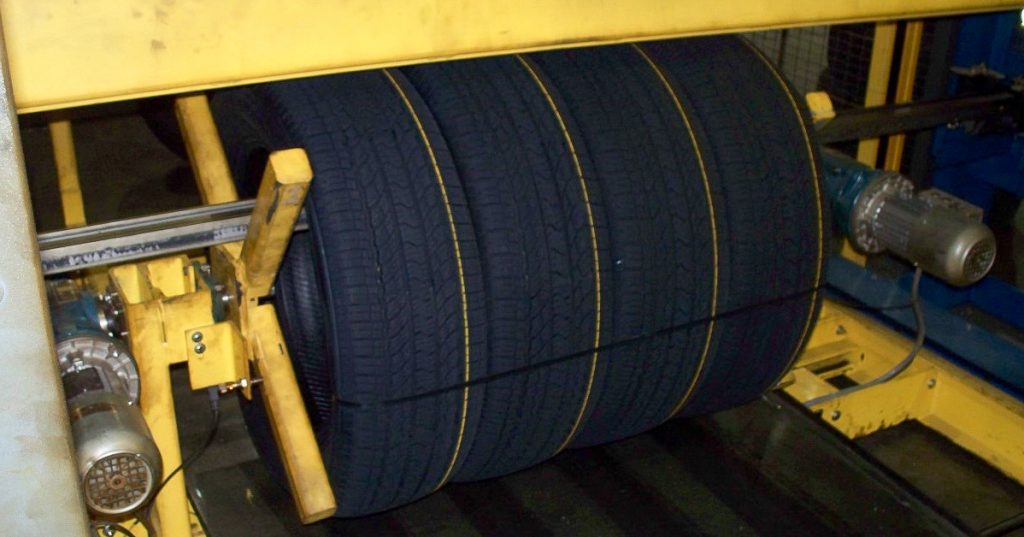 automotive packaging strapping tires together